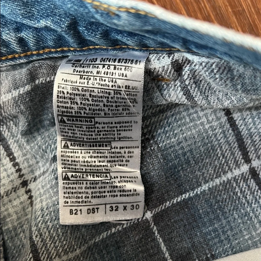 Distressed VTG Carhartt Men's Relaxed Fit Flannel Lined Blue Jeans